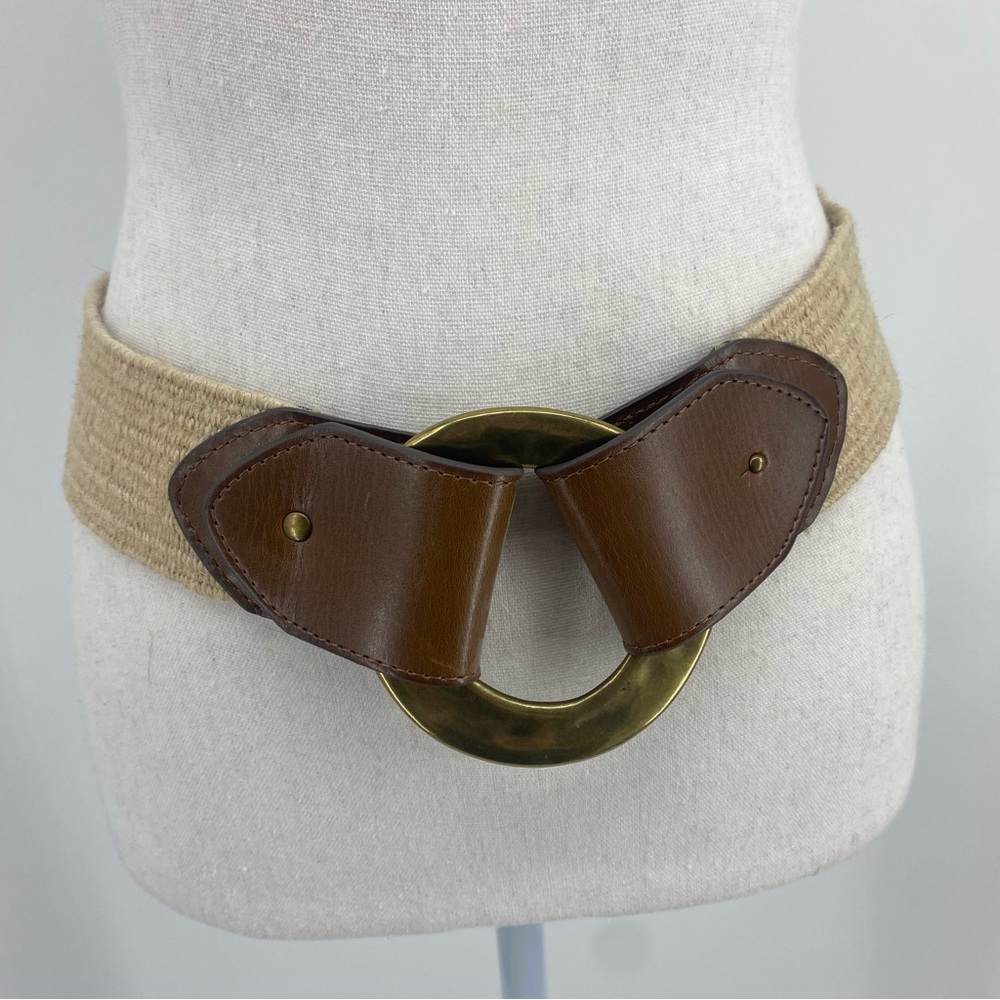 Steve Madden Brown and Tan Fashion Belt with Sculptural Design